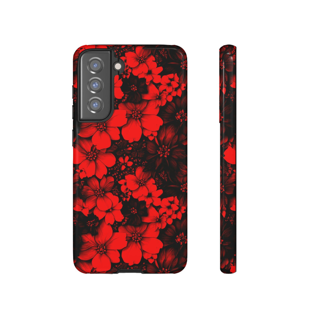 Cute Samsung Phone Case | Aesthetic Samsung Phone Case | Galaxy S23, S22, S21, S20 | Red Black Flowers, Protective Phone Case - Studio40ParkLane