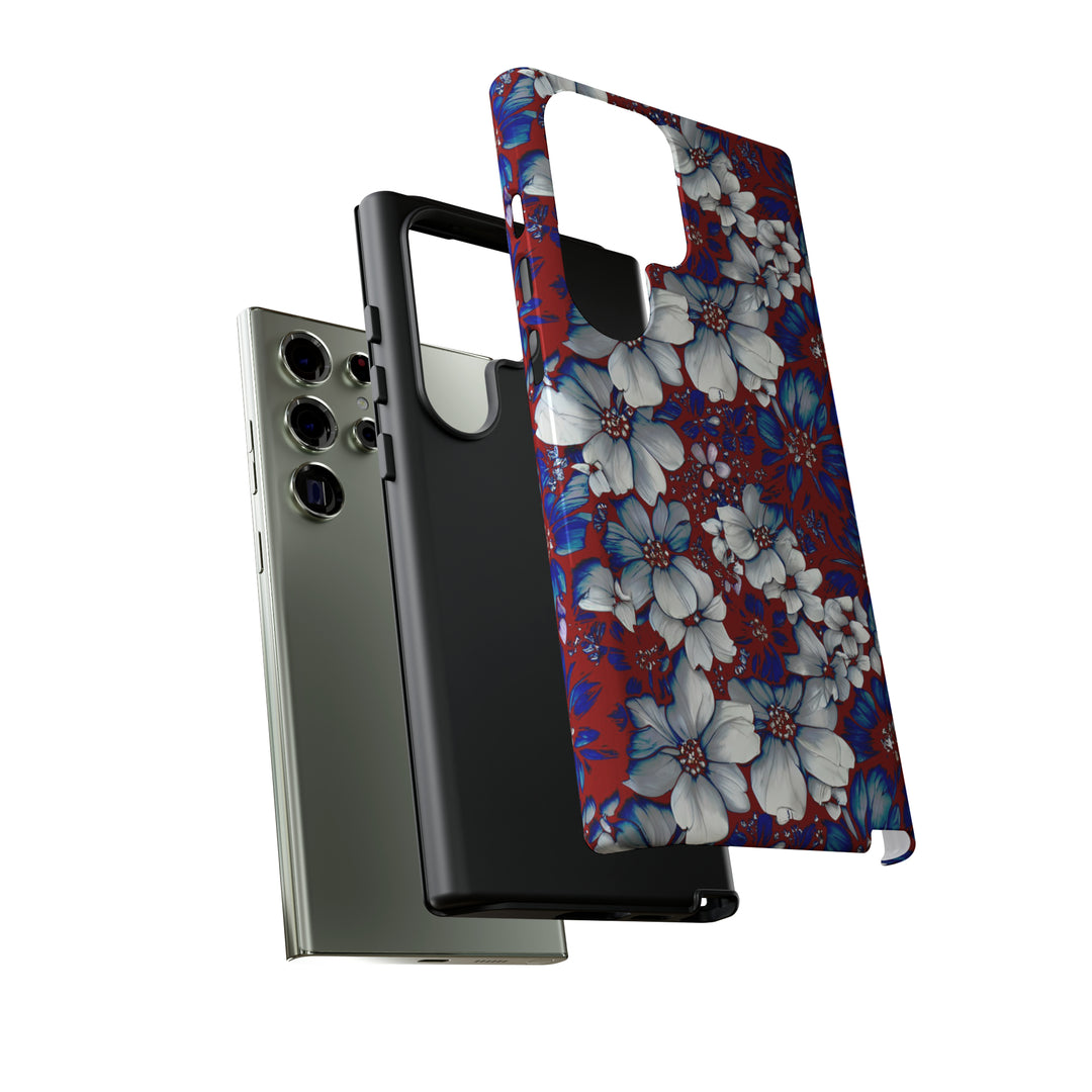 Cute Samsung Phone Case | Aesthetic Samsung Phone Case | Galaxy S23, S22, S21, S20 | Red Blue Flowers, Protective Phone Case - Studio40ParkLane