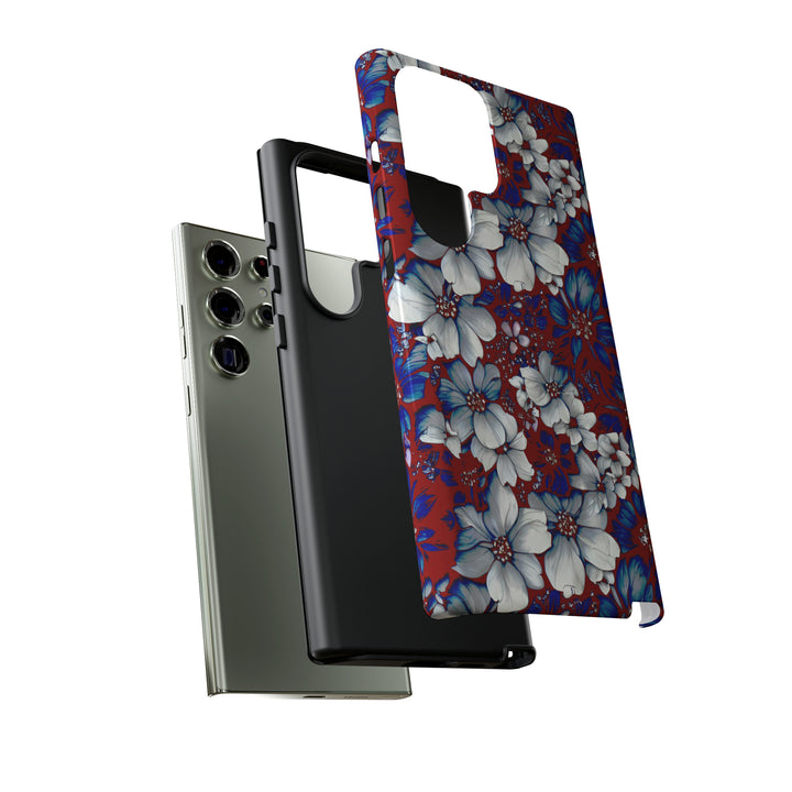 Cute Samsung Phone Case | Aesthetic Samsung Phone Case | Galaxy S23, S22, S21, S20 | Red Blue Flowers, Protective Phone Case - Studio40ParkLane