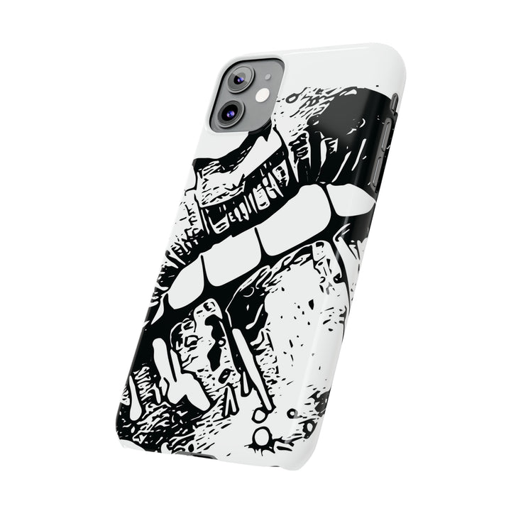Slim Cute Phone Cases for Iphone - | iPhone 15 Case | iPhone 15 Pro Max Case, Iphone 14 Case, Iphone 14 Pro Max, Iphone 13, Smile Lips Black and White - Studio40ParkLane