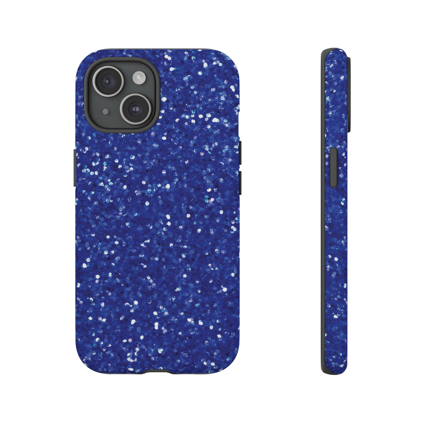 Chic Blue Faux Play on Glitter Effect Cute Phone Case, for IPhone 16 pro Max | Iphone 15, Iphone 14, IPhone 13 Case, 11 8 7, Samsung Galaxy S24, S23, S22, S21, 2 Layer Protection