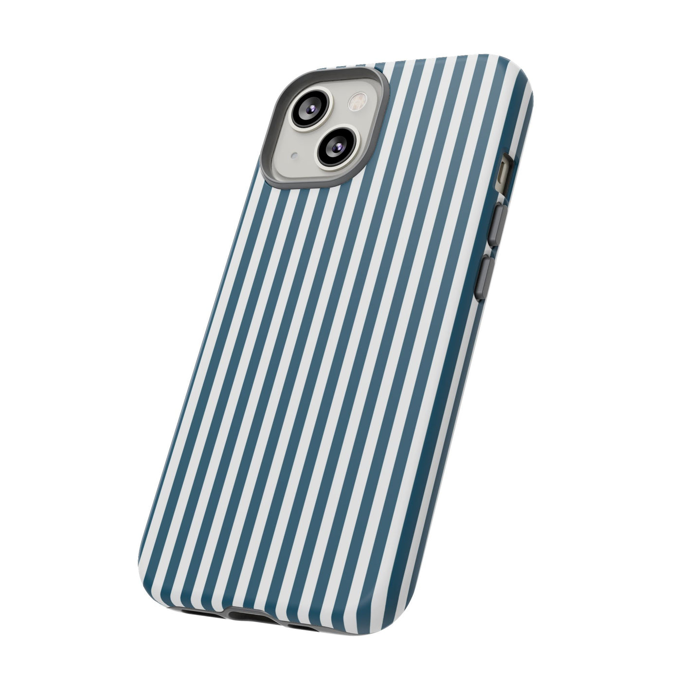 Tough Premium Teal Blue Stripes Phone Case Gift for Her - For Apple iPhone 16 Pro Max 16e iPhone 15 Pro iPhone Iphone 14 Plus 13 Pro 12 SE XR - Studio40ParkLane