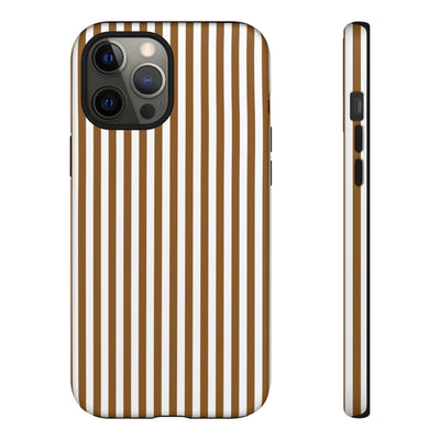 Tough Premium Mocca Brown Stripes Phone Case Gift for Her - For Apple iPhone 16 Pro Max 16e iPhone 15 Pro iPhone Iphone 14 Plus 13 Pro 12 SE XR - Studio40ParkLane