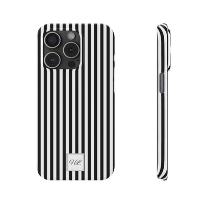 Slim Custom Personalized Black White Striped Phone Case for Iphone 16 - | iPhone 15 Pro Max Case | iPhone 14 Case Iphone 13 12 11 10 9 8 - Studio40ParkLane