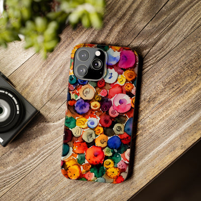 Slim Cute Phone Cases for Iphone  | iPhone 15 Case | iPhone 15 Pro Max Case, Iphone 14, Iphone 14 Pro Max, Iphone 13, Colorful Buttons Abstract