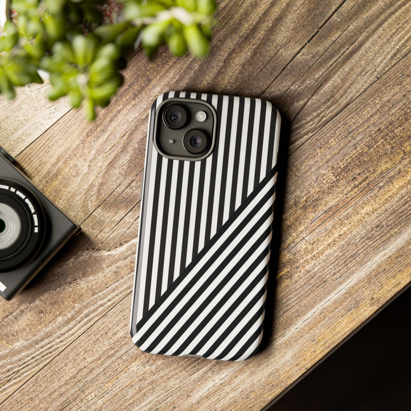 Aesthetic Tough Black White Stripes Phone Case - For iPhone 17 Pro Max iPhone 16 Pro iPhone 15 Iphone 14 Plus 13 Pro 12 11 10 XR - Studio40ParkLane