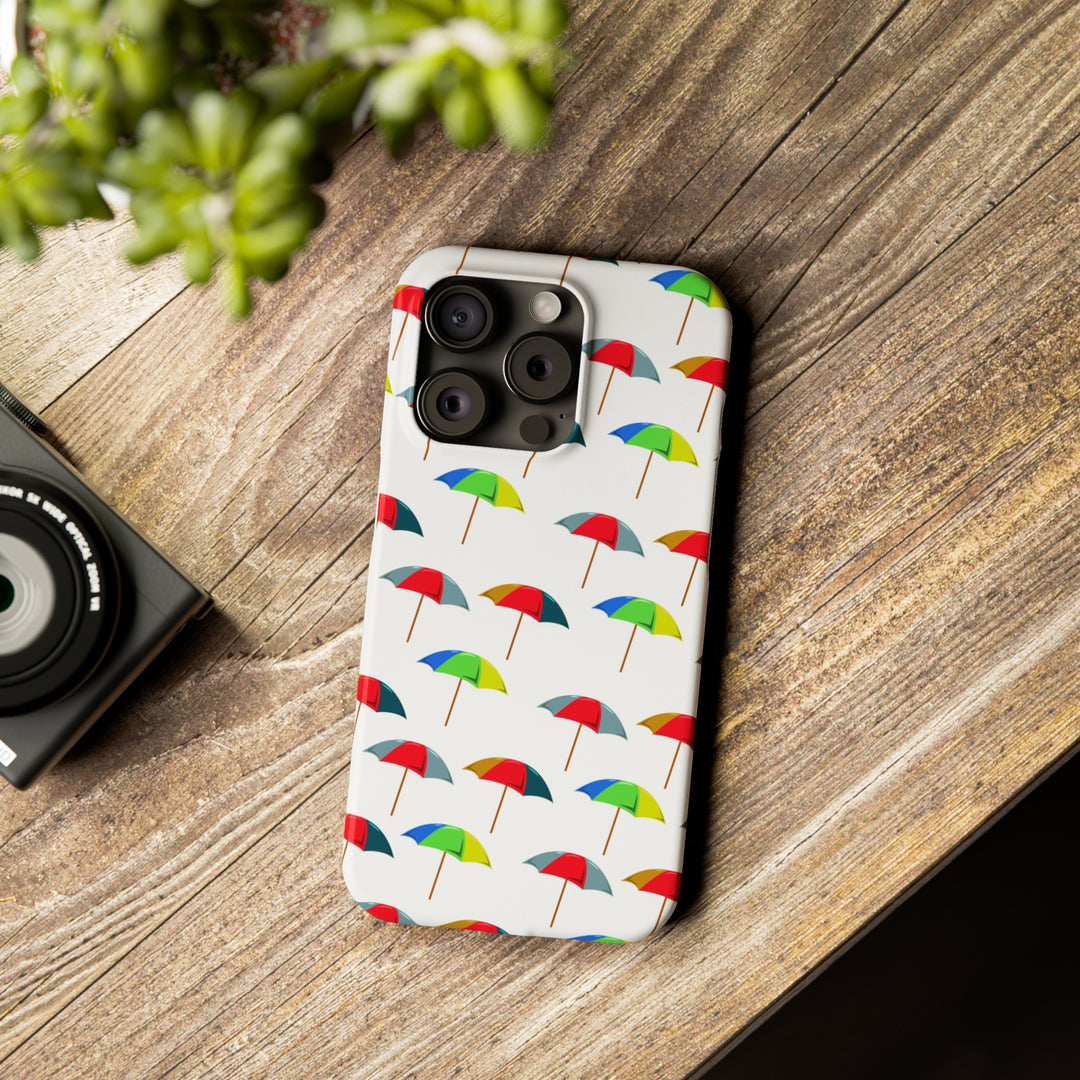 Slim Cute Phone Cases for Iphone - | iPhone 15 Case | iPhone 15 Pro Max Case, Iphone 14 Case, Iphone 14 Pro Max, Iphone 13, Colorful Beach Parasol - Studio40ParkLane