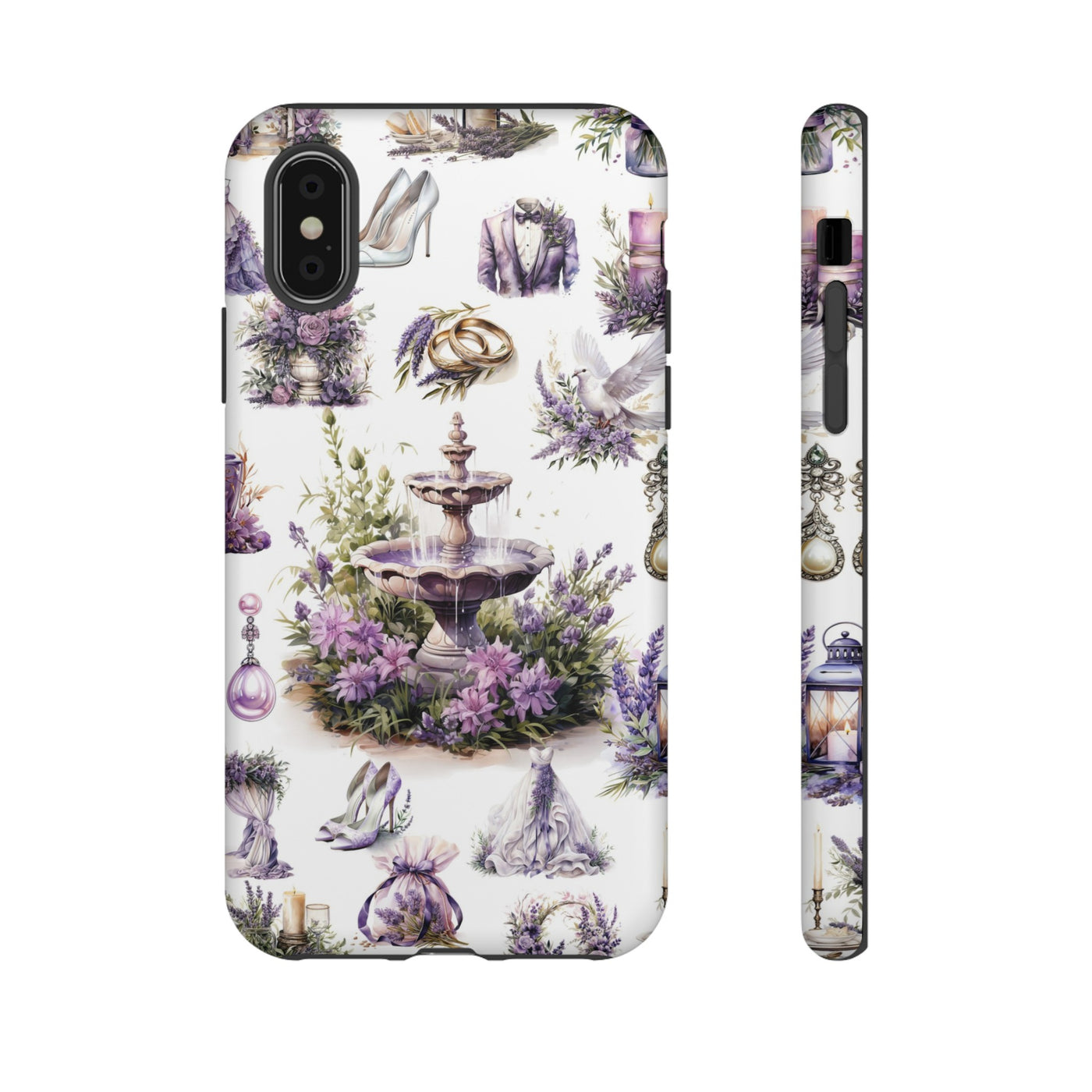 Impact Resistant, Lavender Wedding, Cute Phone Cases for Samsung S24, S23, S22, S21, IPhone 15 pro Iphone 14 pro Iphone 13 IPhone 12 Iphone 11