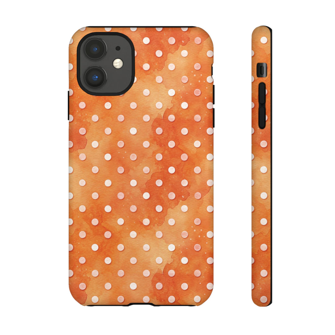 Aesthetic Tough Orange Polka Dots Watercolor Phone Case - For iPhone 17 Pro Max iPhone 16 Pro iPhone 15 Iphone 14 Plus 13 Pro 12 11 10 XR - Studio40ParkLane