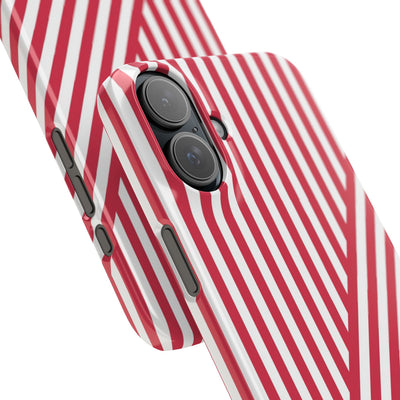 Aesthetic Winterberry Red Stripes Cute Phone Case Sleek Snap - For iPhone 17 Pro Max iPhone 16 Pro iPhone 15 Iphone 14 Plus 13 Pro 12 11 10 Gift - Studio40ParkLane