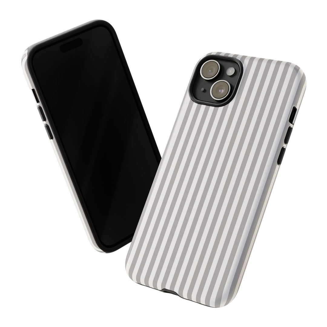 Tough Premium Ash Grey Stripes Phone Case Gift for Her - For Apple iPhone 16 Pro Max 16e iPhone 15 Pro iPhone Iphone 14 Plus 13 Pro 12 SE XR - Studio40ParkLane