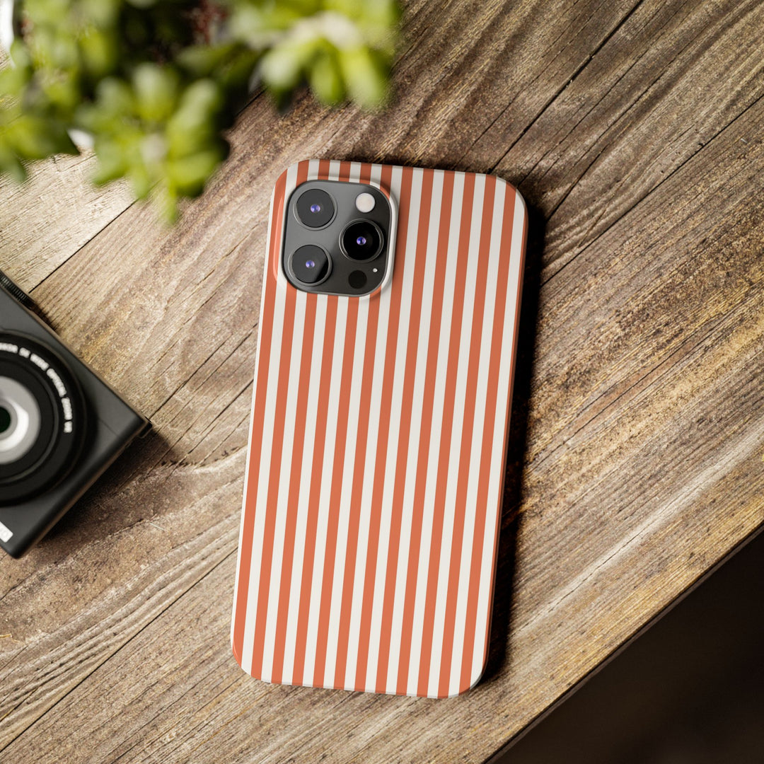 Slim Red Winter Peach Striped Cute Phone Case for Iphone 16 - | iPhone 15 Pro Max Case | iPhone 14 Case 13 12 11 10 9 8 7 X XS Gift for Her