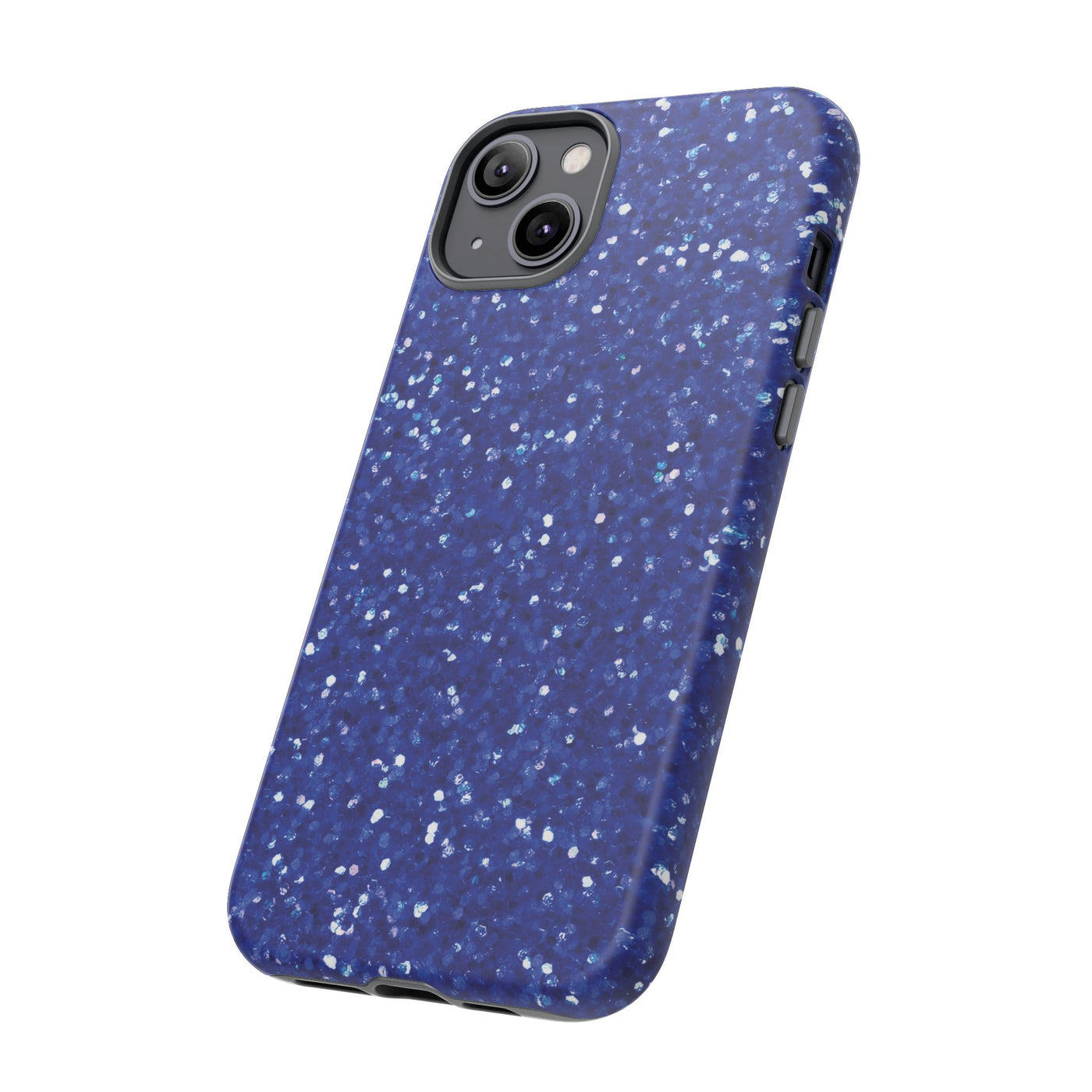 Chic Blue Faux Play on Glitter Effect Cute Phone Case, for IPhone 16 pro Max | Iphone 15, Iphone 14, IPhone 13 Case, 11 8 7, Samsung Galaxy S24, S23, S22, S21, 2 Layer Protection