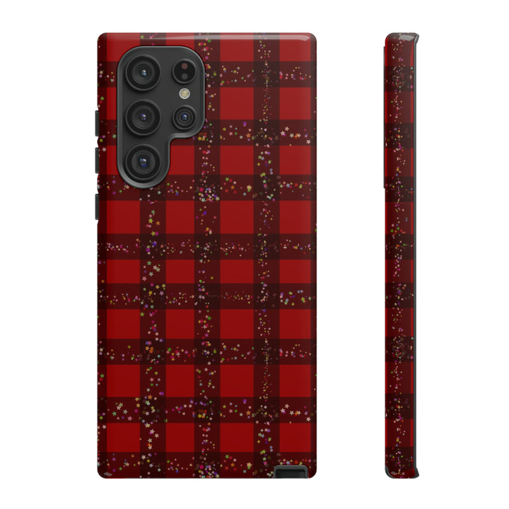 Samsung Phone Cases, Designer Samsung Galaxy S23 Phone Case, Samsung S22 Case, Samsung S21 Case, Samsung S20 Case, Red Festive Plaid - Studio40ParkLane