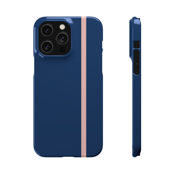 Sleek Navy Blue Pink Stripe Snap Phone Case for iPhone 18 17 16 15 14 13 Pro Max, Samsung Galaxy S26 S25 Ultra Lightweight Cute Phone Case - Studio40ParkLane