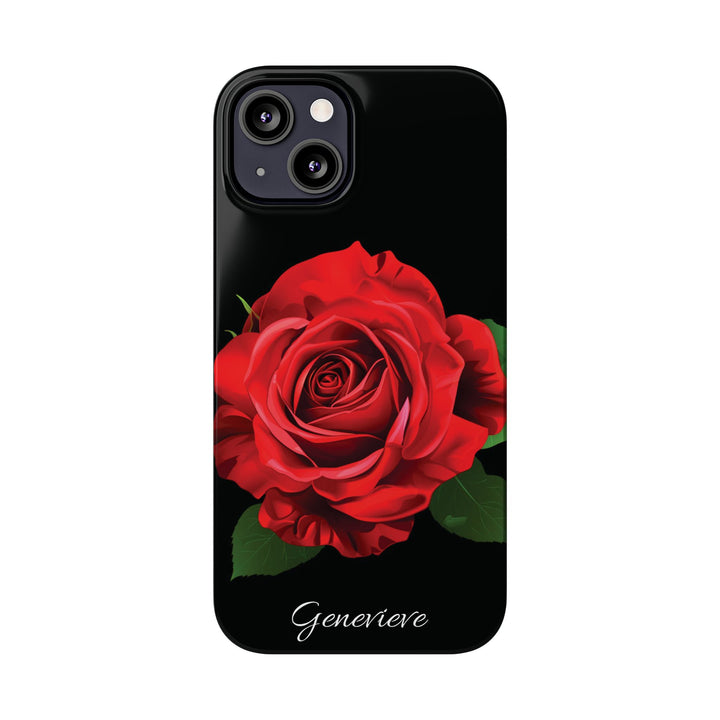 Slim Custom Personalized Red Rose Flowers Gift for Her Cute Phone Cases for Iphone 16 Pro Max | iPhone 15 Case | iPhone 15 Pro Max Case, Iphone 14, Iphone 14 Pro Max, Iphone 13 12 11 8 7 - Studio40ParkLane