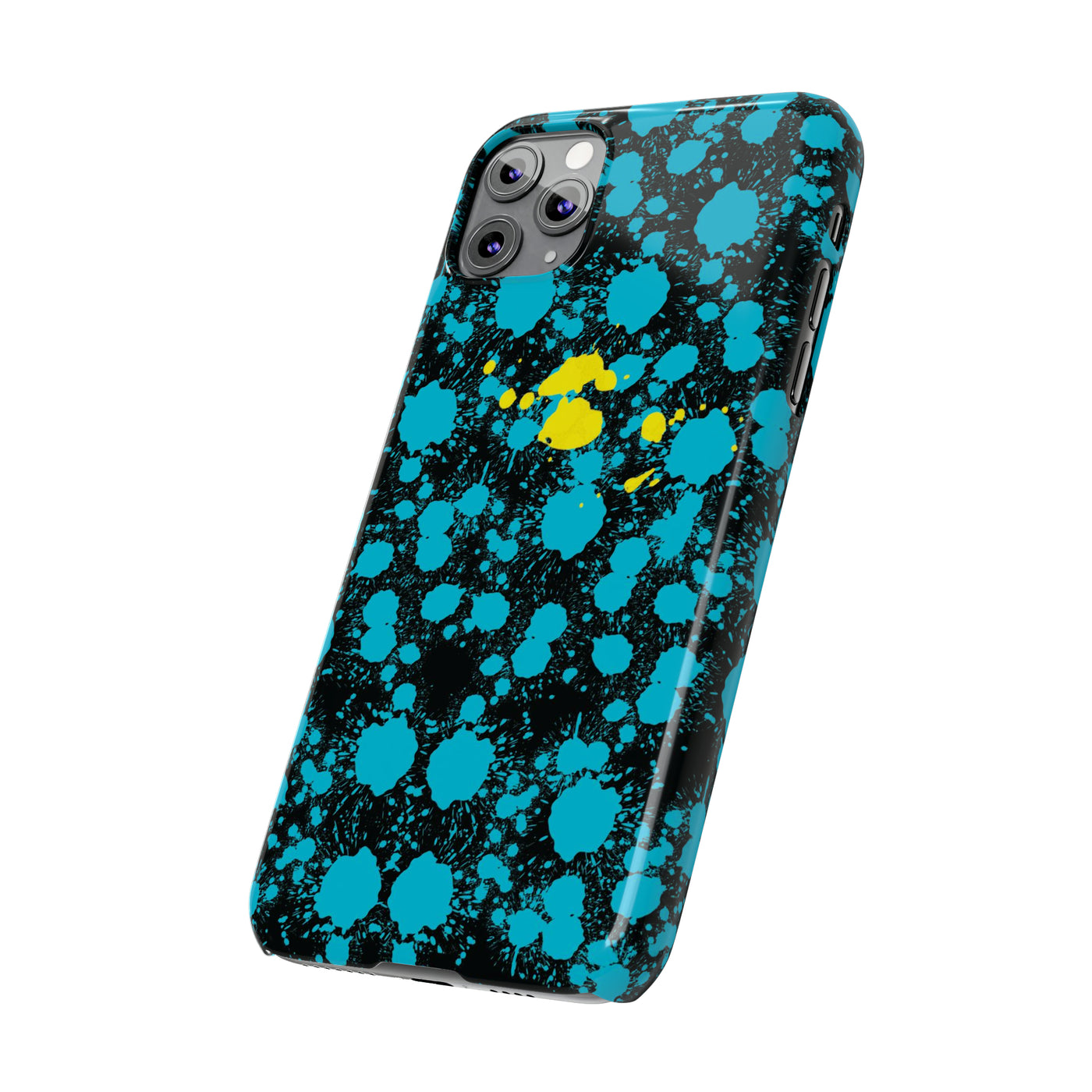 Slim Cute iPhone Cases - | iPhone 15 Case | iPhone 15 Pro Max Case, Iphone 14 Case, Iphone 14 Pro Max, Iphone 13, Paint Splash Blue Yellow