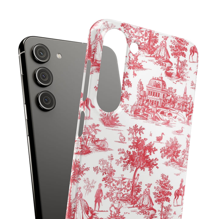 Snap French Toile Personalized Initial Custom Gift for Her Cute Phone Cases for Samsung S24, S23, S22, S21, S20, Plus and Ultra and Iphone, 16, 15, 14, 13, 12, 11. 10 - Studio40ParkLane
