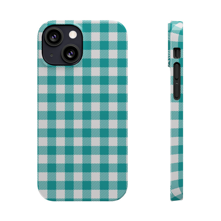 Slim Turquoise Gingham Gift for Her Cute Phone Cases for Iphone 16 Pro Max | iPhone 15 Case | iPhone 15 Pro Max Case, Iphone 14, 13, 12, 11, 10, 8, 7 - Studio40ParkLane