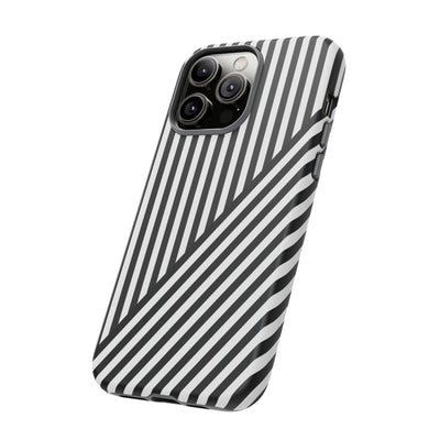 Aesthetic Tough Black White Stripes Phone Case - For iPhone 17 Pro Max iPhone 16 Pro iPhone 15 Iphone 14 Plus 13 Pro 12 11 10 XR - Studio40ParkLane