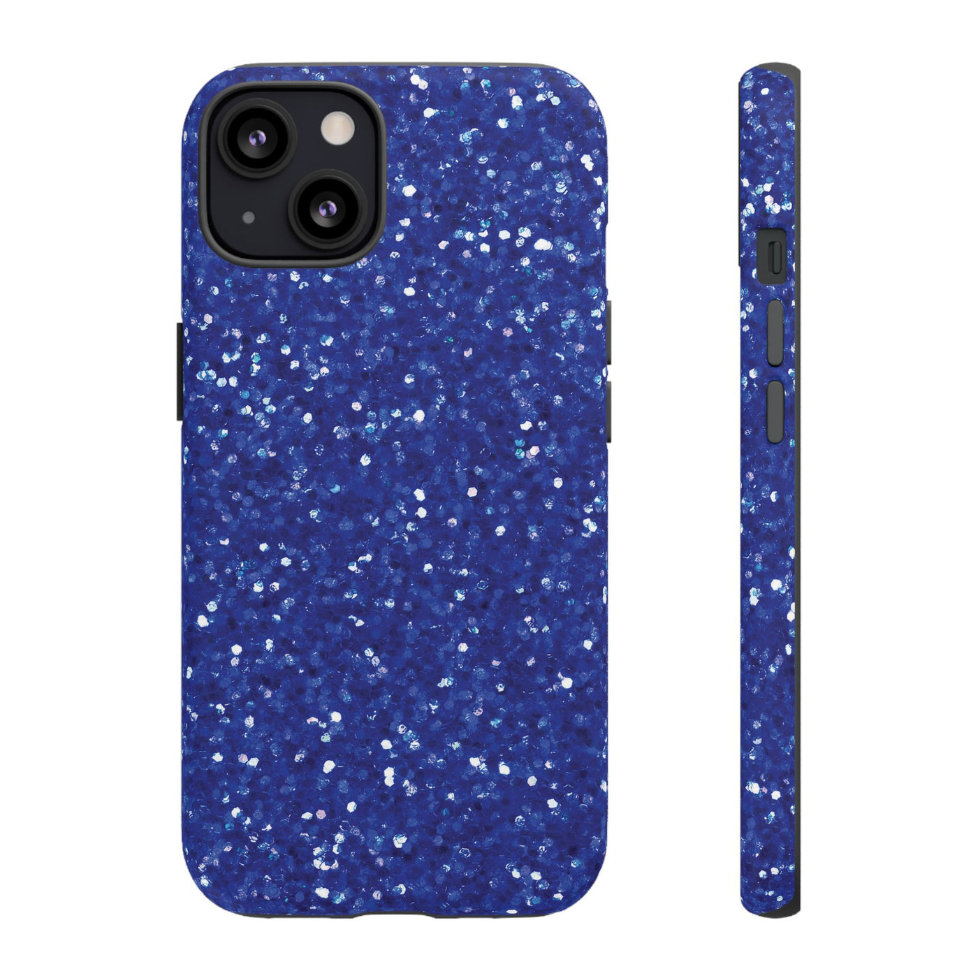 Chic Blue Faux Play on Glitter Effect Cute Phone Case, for IPhone 16 pro Max | Iphone 15, Iphone 14, IPhone 13 Case, 11 8 7, Samsung Galaxy S24, S23, S22, S21, 2 Layer Protection