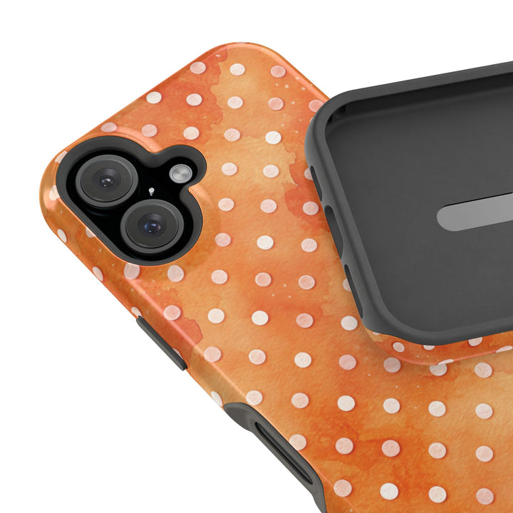 Aesthetic Tough Magsafe Orange Polka Dots Phone Case - For iPhone 17 Pro Max iPhone 16 Pro iPhone 15 Iphone 14 Plus 13 Pro 12 11 10 XR - Studio40ParkLane