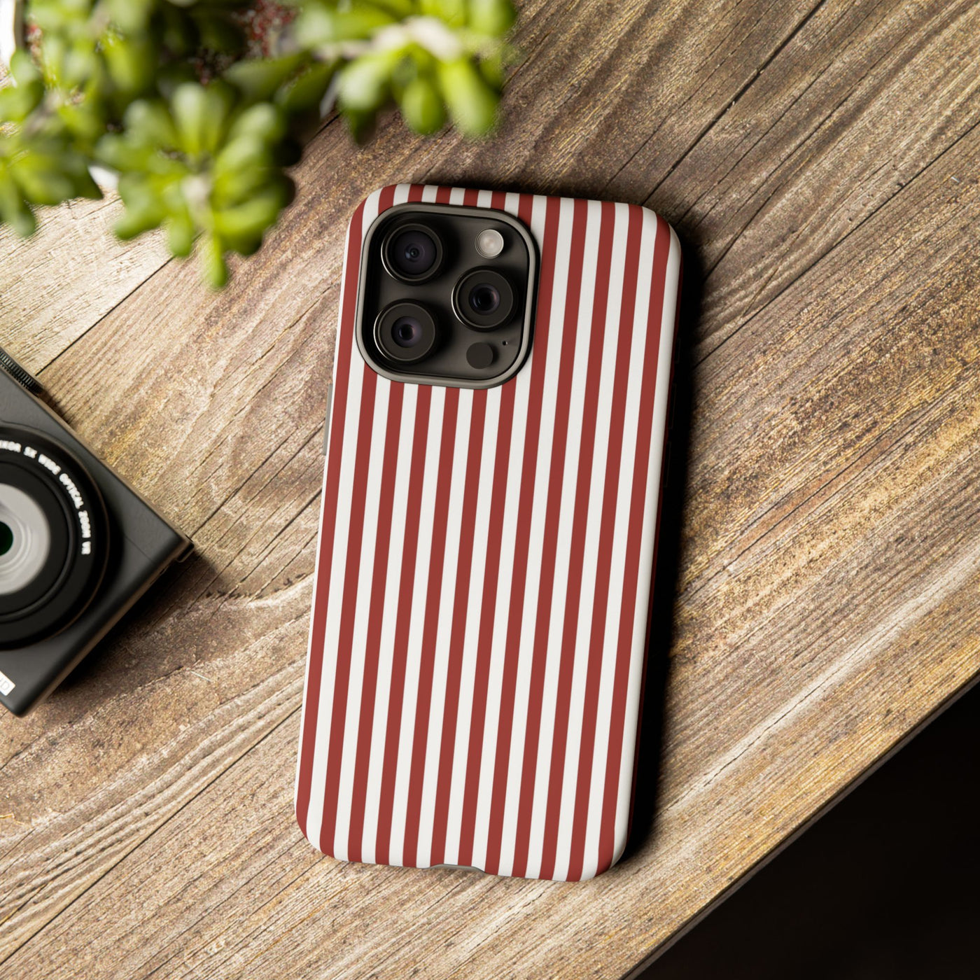Tough Premium Red Stripes Phone Case Gift for Her - For Apple iPhone 16 Pro Max 16e iPhone 15 Pro iPhone Iphone 14 Plus 13 Pro 12 SE XR - Studio40ParkLane