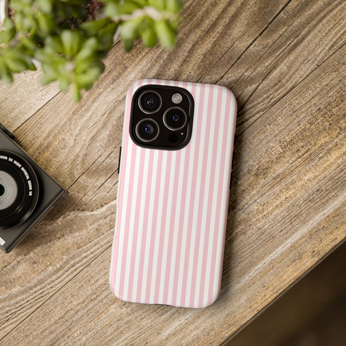 Tough Premium Sweet Pink Stripes Phone Case Gift for Her - For Apple iPhone 16 Pro Max 16e iPhone 15 Pro iPhone Iphone 14 Plus 13 Pro 12 SE XR - Studio40ParkLane