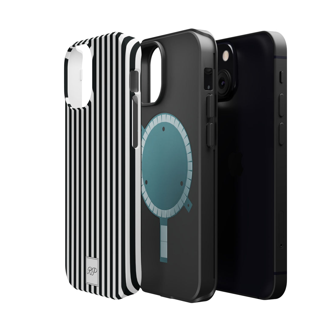 Custom Personalized Black White Striped Magsafe Phone Case for Iphone 17 - | iPhone 16 Pro Max Case | iPhone 15 Case Iphone 14 13 12 11 10 - Studio40ParkLane