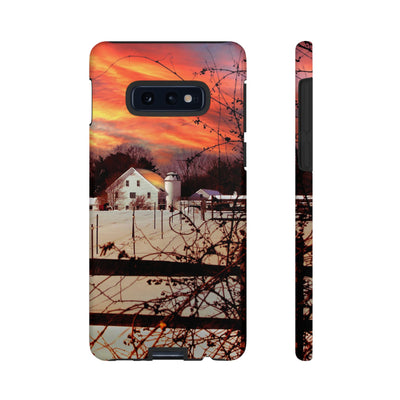 Impact Resistant, Winter Sunset Cute Phone Cases for Samsung S24, S23, S22, S21, IPhone 15 pro Iphone 14 pro Iphone 13 IPhone 12 Iphone 11