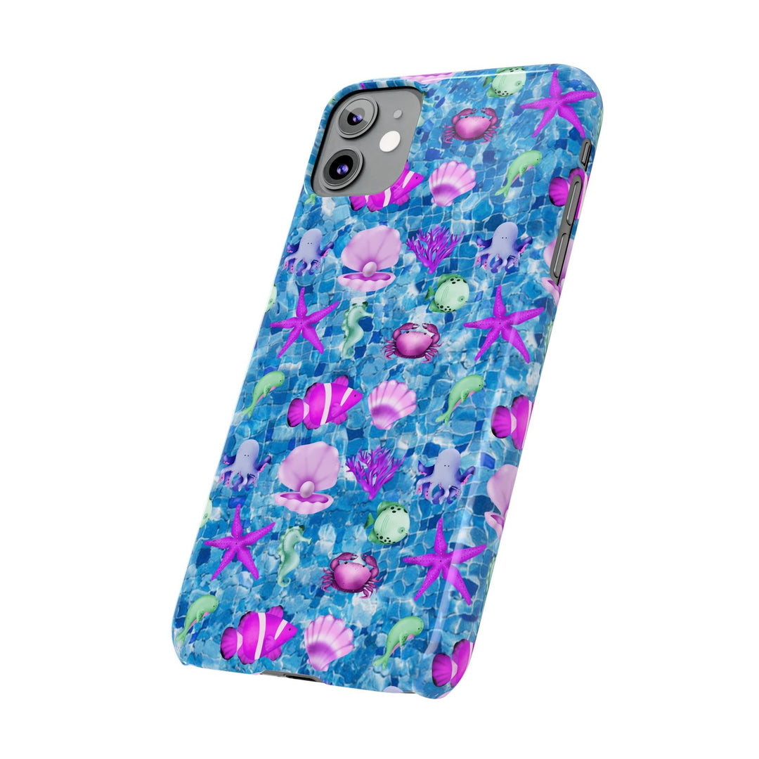 Slim Cute Phone Cases for Iphone - | iPhone 15 Case | iPhone 15 Pro Max Case, Iphone 14 Case, Iphone 14 Pro Max, Iphone 13, Blue Pink Under Sea - Studio40ParkLane