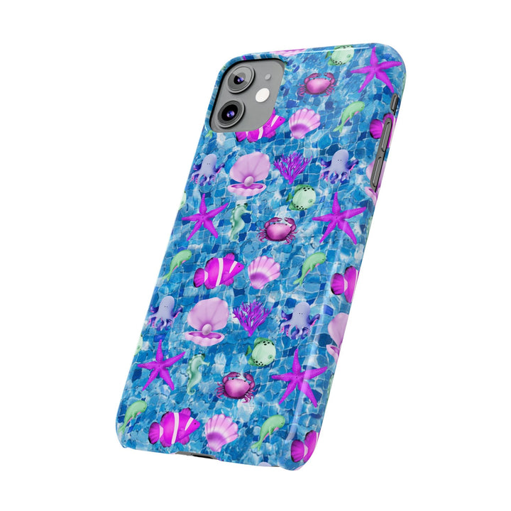 Slim Cute Phone Cases for Iphone - | iPhone 15 Case | iPhone 15 Pro Max Case, Iphone 14 Case, Iphone 14 Pro Max, Iphone 13, Blue Pink Under Sea - Studio40ParkLane