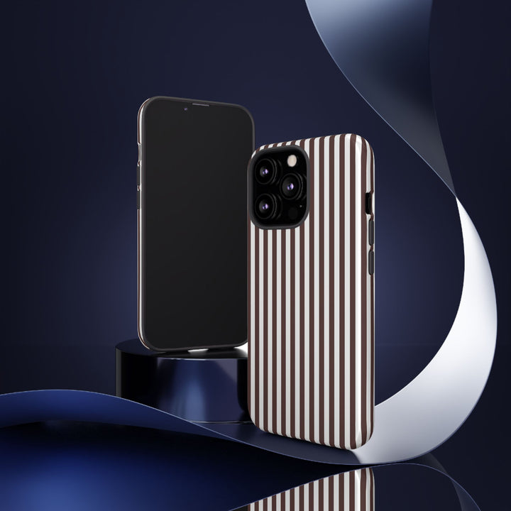 Tough Premium Brown Stripes Phone Case Gift for Her - For Apple iPhone 16 Pro Max 16e iPhone 15 Pro iPhone Iphone 14 Plus 13 Pro 12 SE XR - Studio40ParkLane
