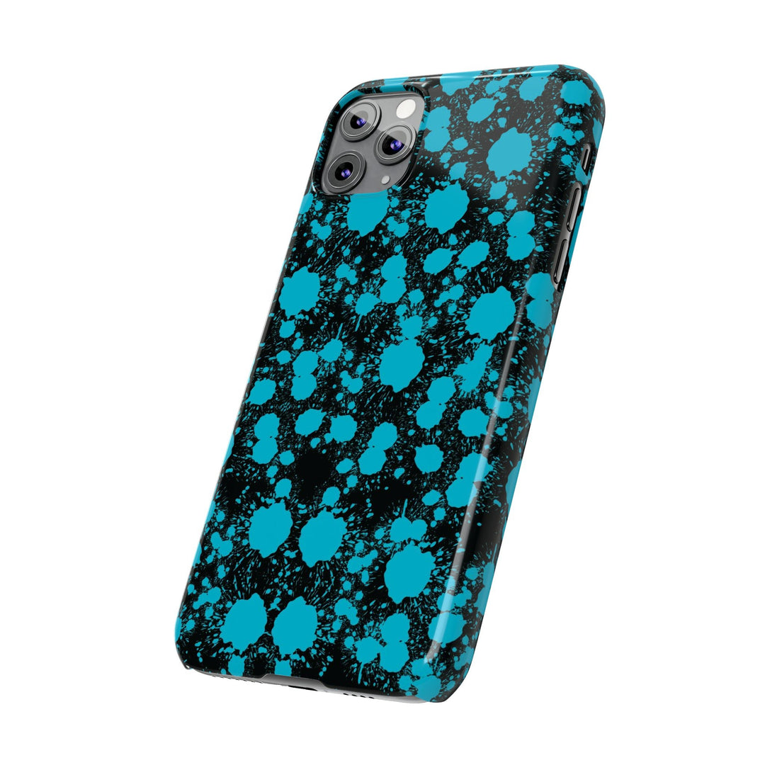Slim Cute Phone Cases for Iphone - | iPhone 15 Case | iPhone 15 Pro Max Case, Iphone 14 Case, Iphone 14 Pro Max, Iphone 13, Blue Paint Blots Splash - Studio40ParkLane