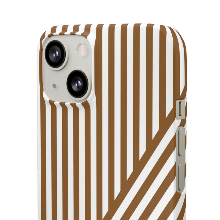 Aesthetic Mocha Brown Stripes Cute Phone Case Sleek Snap - For iPhone 17 Pro Max iPhone 16 Pro iPhone 15 Iphone 14 Plus 13 Pro 12 11 10 Gift - Studio40ParkLane