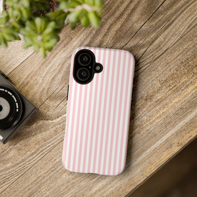 Tough Premium Sweet Pink Stripes Phone Case Gift for Her - For Apple iPhone 16 Pro Max 16e iPhone 15 Pro iPhone Iphone 14 Plus 13 Pro 12 SE XR - Studio40ParkLane