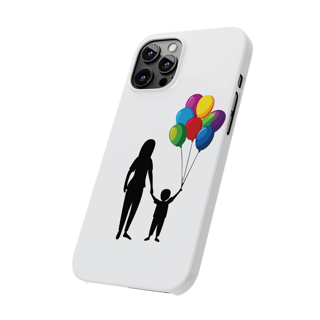 Slim Mother Child Balloons Gift for Her Cute Phone Cases for Iphone 16 Pro Max | iPhone 15 Case | iPhone 15 Pro Max Case, Iphone 14, 13, 12, 11, 10, 8, 7 - Studio40ParkLane