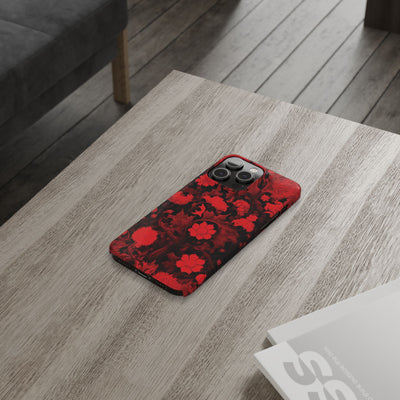 Slim Cute iPhone Cases - | iPhone 15 Case | iPhone 15 Pro Max Case, Iphone 14 Case, Iphone 14 Pro Max, Iphone 13, Red Flowers