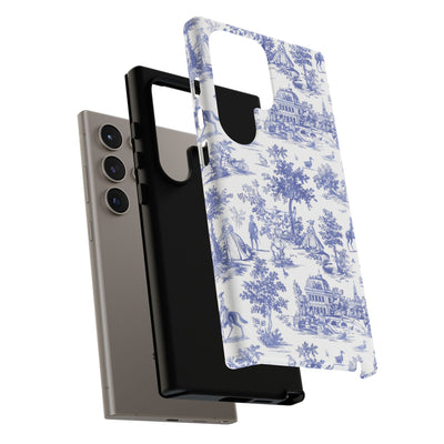 Premium Tough Blue French Toile Gift for Her Cute Phone Cases for Samsung and Iphone, 16, 15, 14, S24, S23, S22, S21, S20, Plus, Ultra, Pro