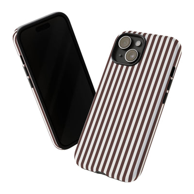 Tough Premium Brown Stripes Phone Case Gift for Her - For Apple iPhone 16 Pro Max 16e iPhone 15 Pro iPhone Iphone 14 Plus 13 Pro 12 SE XR - Studio40ParkLane