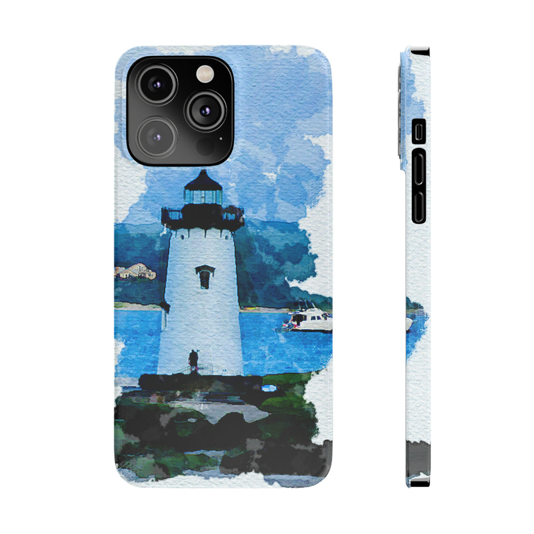 Slim Cute Phone Cases for Iphone - | iPhone 15 Case | iPhone 15 Pro Max Case, Iphone 14 Case, Iphone 14 Pro Max, Iphone 13, Beach Lighthouse Blue - Studio40ParkLane