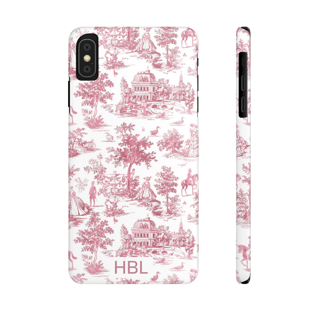Slim Personalized Slim Pink Vintage French Toile Cute Phone Cases for Iphone 16 Pro Max | iPhone 15 Case | iPhone 15 Pro Max Case, Iphone 14, Iphone 14 Pro Max, Iphone 13 12 11 8 7 - Studio40ParkLane