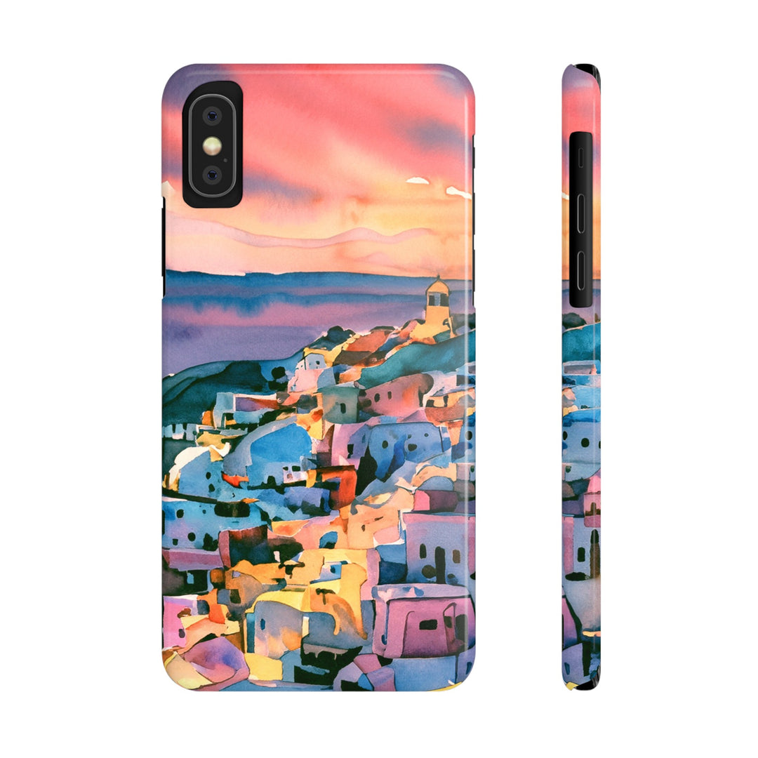 Slim Cute Phone Cases for Iphone | iPhone 15 Case | iPhone 15 Pro Max Case, Iphone 14, Iphone 14 Pro Max, Iphone 13, Colorful Greek House Watercolor - Studio40ParkLane
