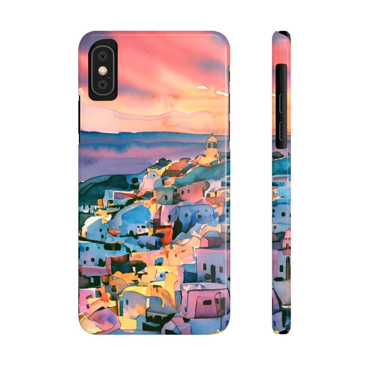 Slim Cute Phone Cases for Iphone | iPhone 15 Case | iPhone 15 Pro Max Case, Iphone 14, Iphone 14 Pro Max, Iphone 13, Colorful Greek House Watercolor - Studio40ParkLane