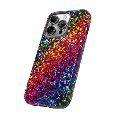 Faux Chic Play on Glitter Effect Cute Phone Case, for IPhone 16 pro Max | Iphone 15, Iphone 14, IPhone 13 Case, 11 8 7, Samsung Galaxy S24, S23, S22, S21, 2 Layer Protection