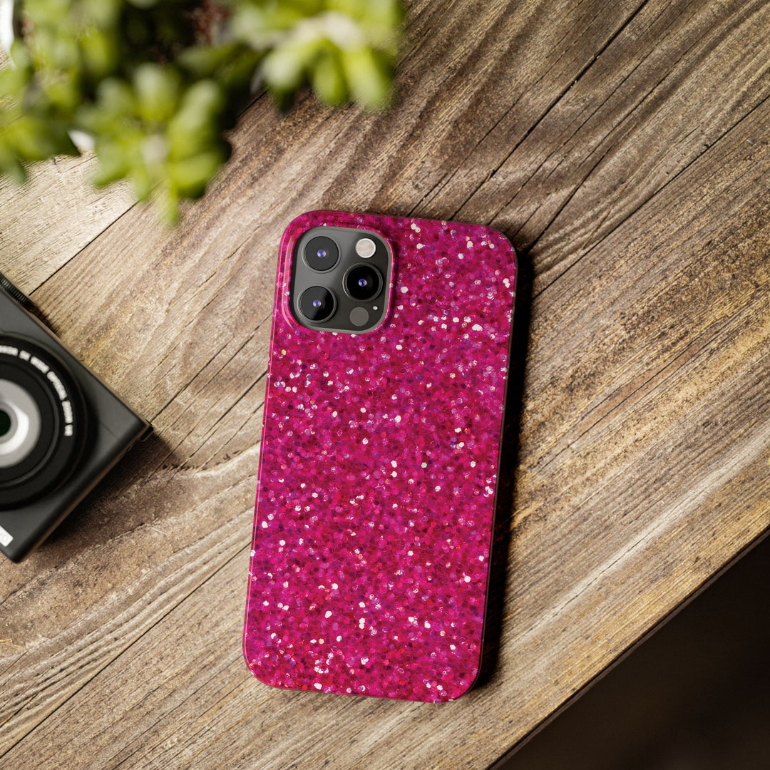 Slim Muted Pink Faux Play on Glitter Effect Cute Phone Cases for Iphone 16 Pro Max | iPhone 15 Case | iPhone 15 Pro Max Case, Iphone 14, Iphone 14 Pro Max, Iphone 13 12 11 8 7 - Studio40ParkLane