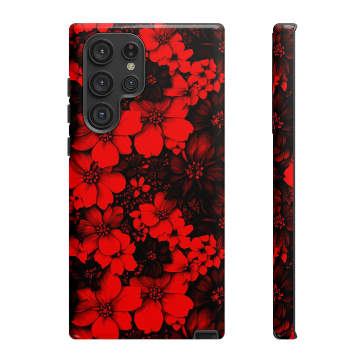 Cute Samsung Phone Case | Aesthetic Samsung Phone Case | Galaxy S23, S22, S21, S20 | Red Black Flowers, Protective Phone Case - Studio40ParkLane