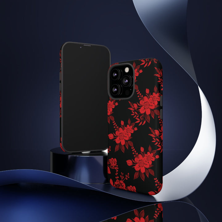 Cute IPhone Case | Red Black Flowers, iPhone 15 Case | iPhone 15 Pro Case, Iphone 14 Case, Iphone 14 Pro Max Case, Protective Iphone Case - Studio40ParkLane