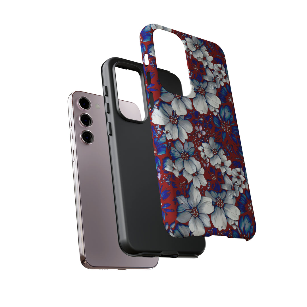 Cute Samsung Phone Case | Aesthetic Samsung Phone Case | Galaxy S23, S22, S21, S20 | Red Blue Flowers, Protective Phone Case - Studio40ParkLane