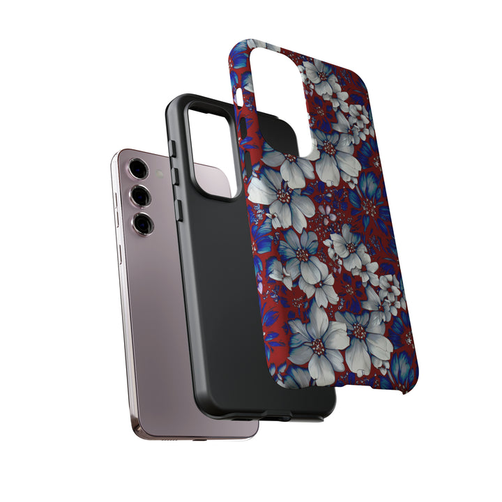 Cute Samsung Phone Case | Aesthetic Samsung Phone Case | Galaxy S23, S22, S21, S20 | Red Blue Flowers, Protective Phone Case - Studio40ParkLane